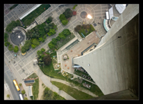 The view straight downwards from the glass floor