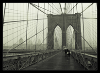 Rainy Brooklyn Bridge in B&W