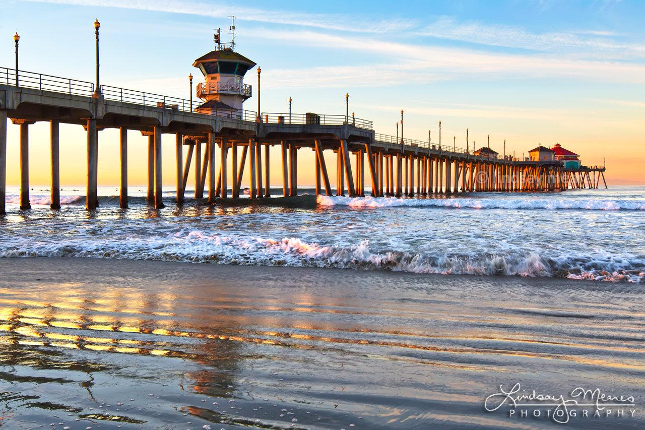 Pier Sunrise Glow – Huntington Beach Photo – TravLin Photography